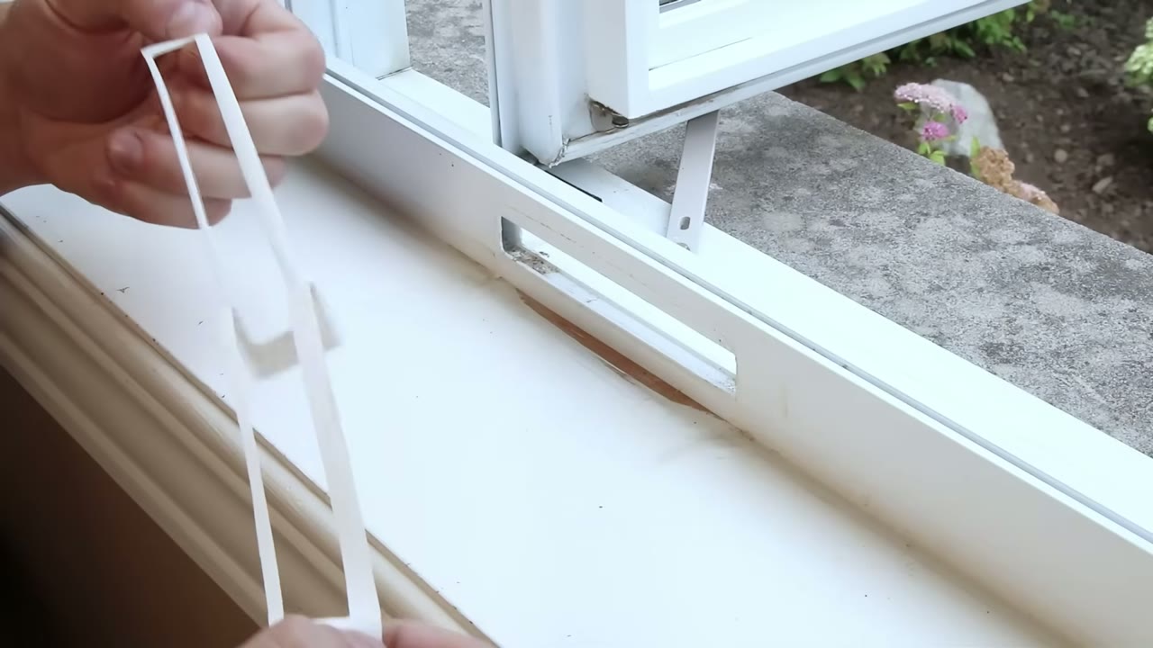 Lining up the self-adhesive Encore gasket over the sill opening before pressing it down